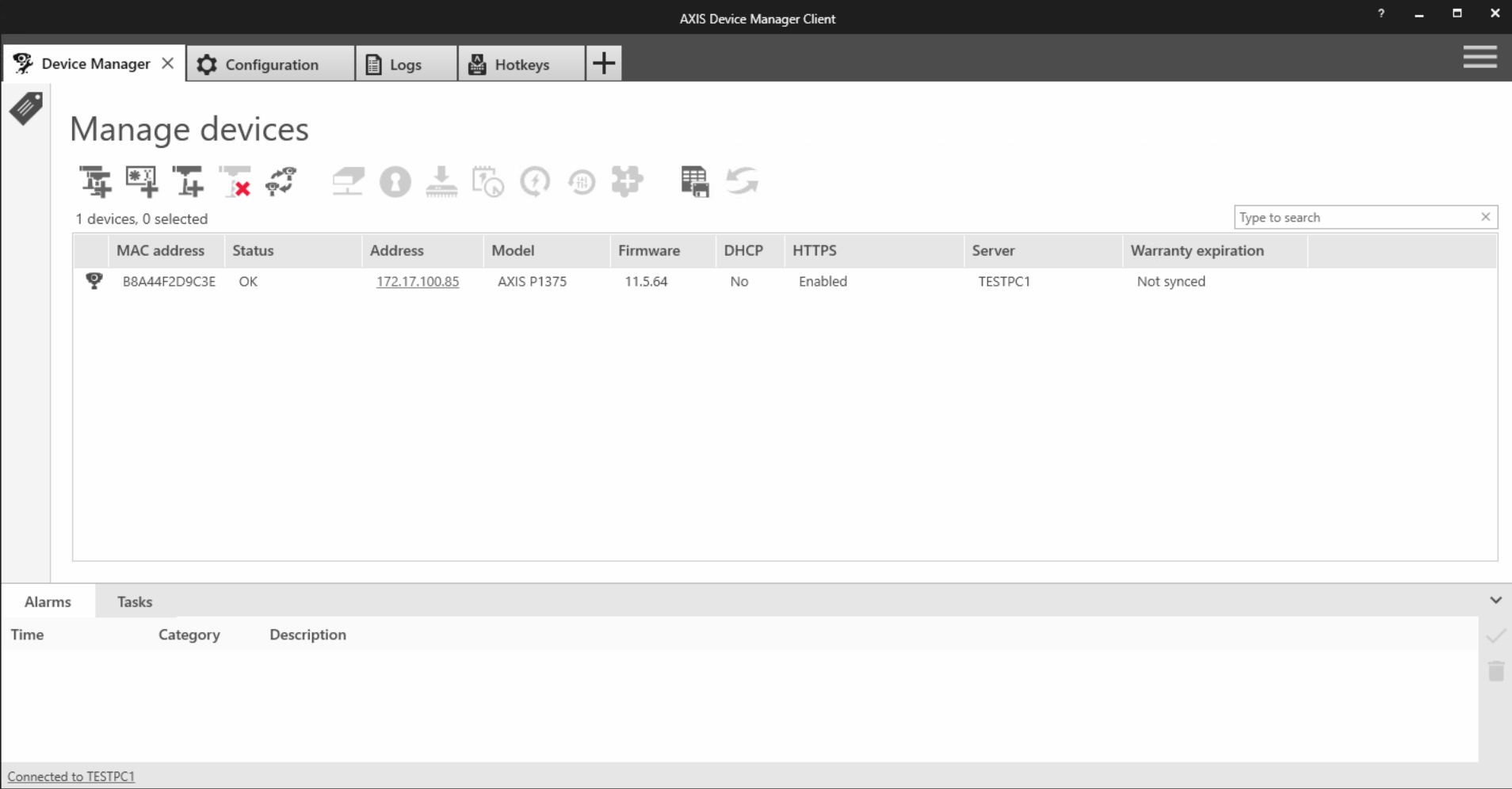 Axis Device Manager and Certificate creation/installation