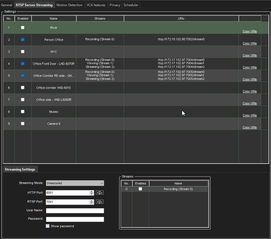 RTSP Server Streaming